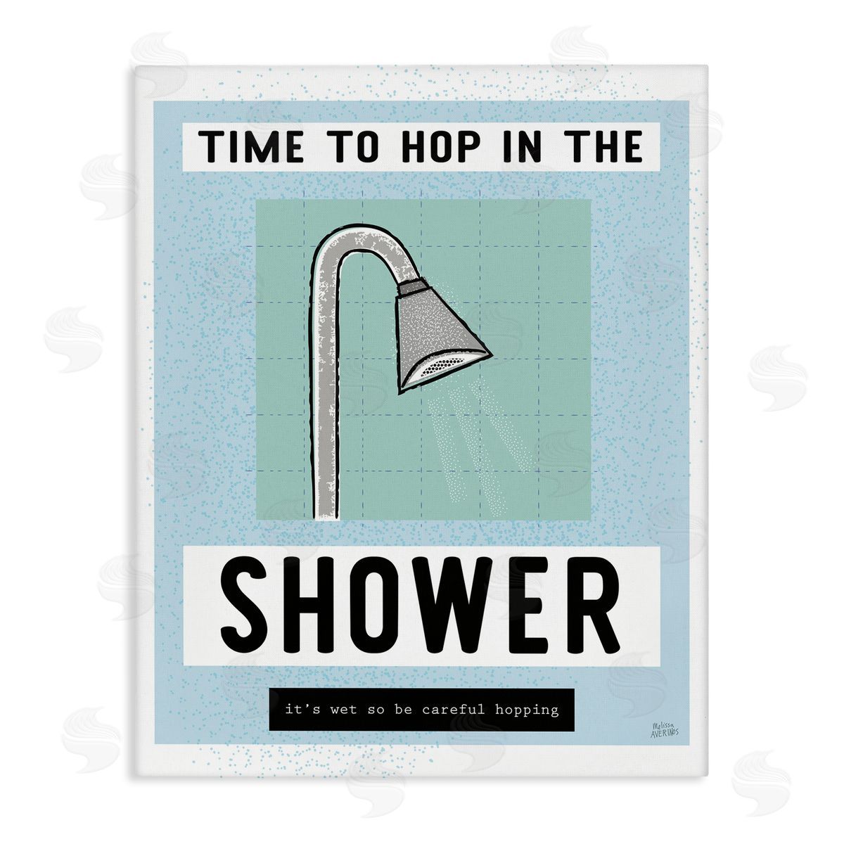 Bathroom Shower Time Phrase Canvas Wall Art, Home Decor by Melissa Averinos