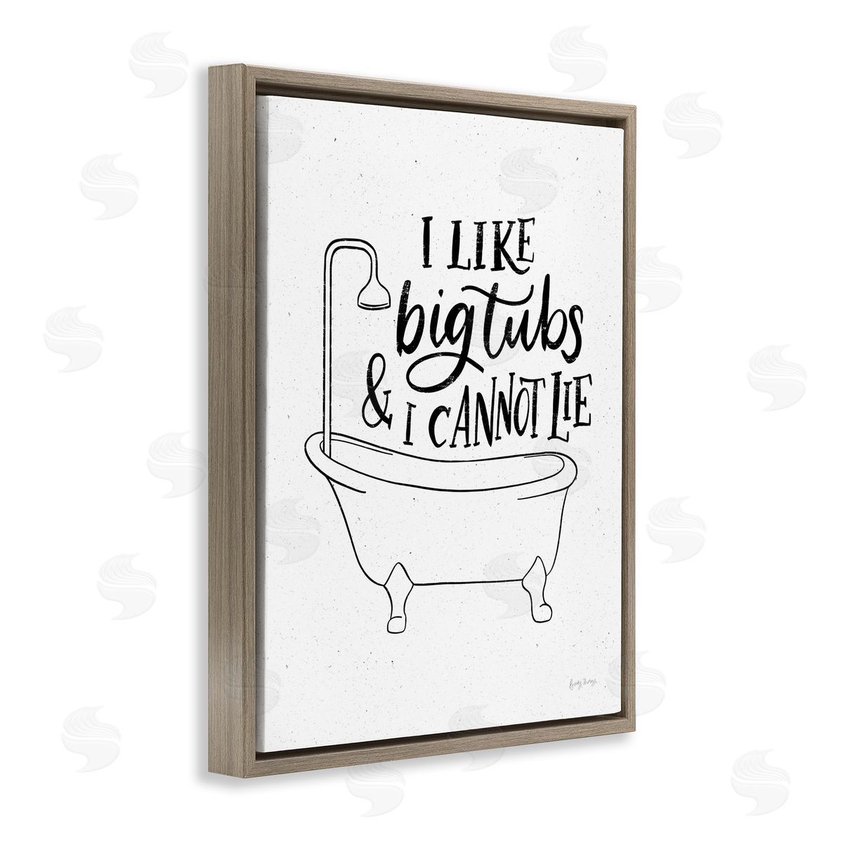 I Like Big Tubs Bathroom Funny Brown Floating Frame Canvas Wall Art, Home Decor by Becky Thorns