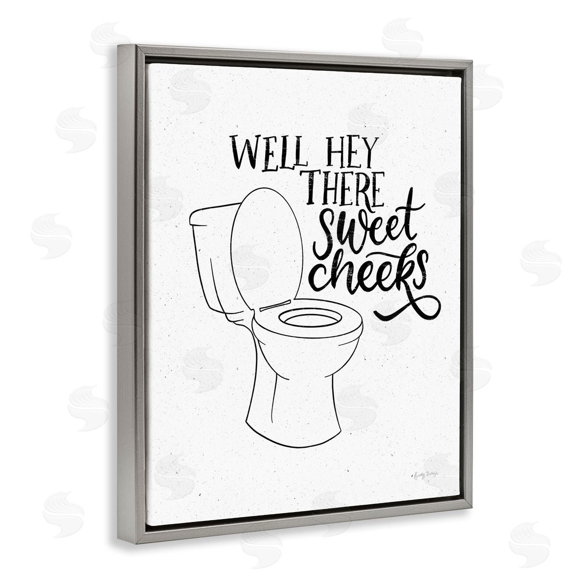 Hey There Sweet Cheeks Grey Floating Frame Canvas Wall Art, Home Decor by Becky Thorns