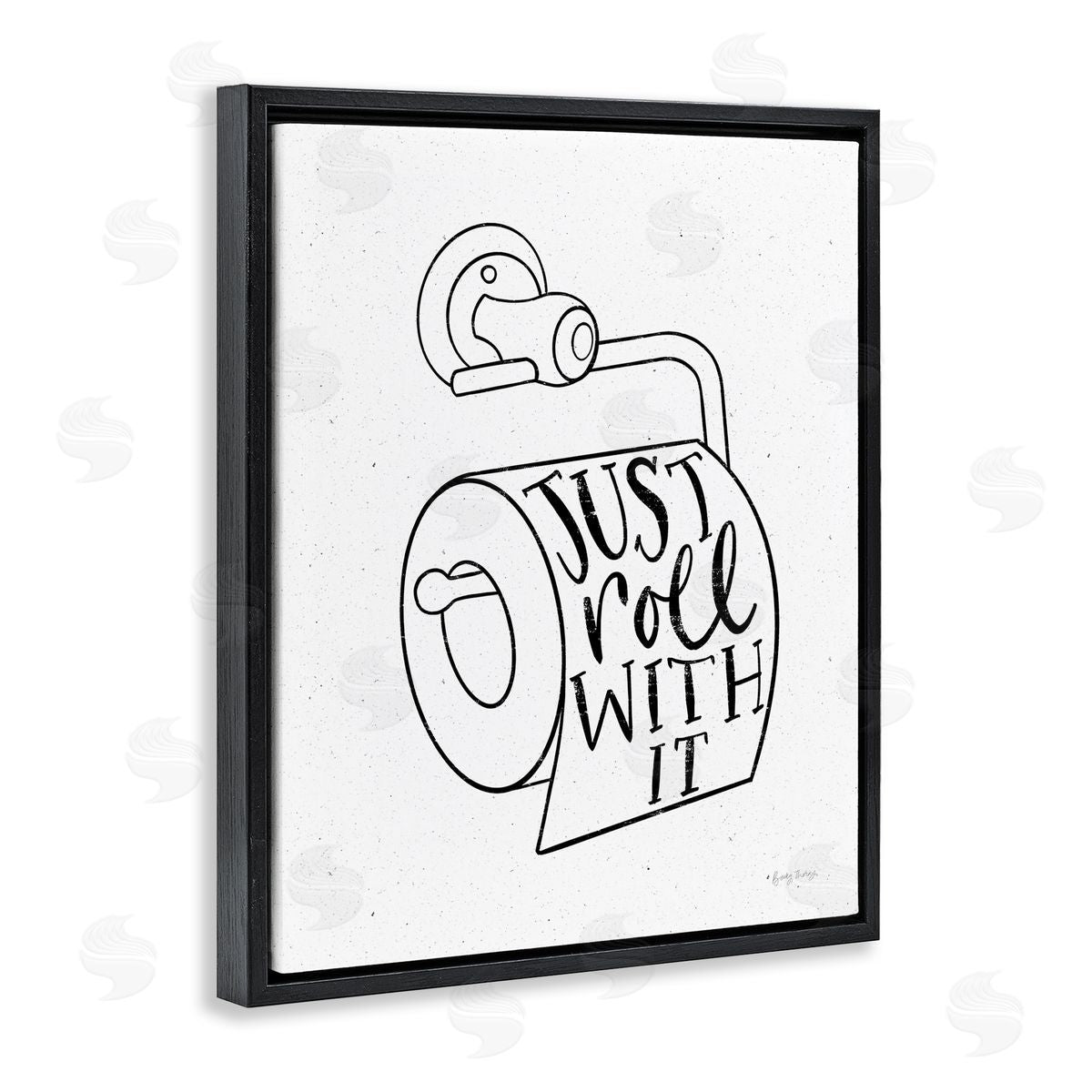 Just Roll With It Toilet Paper Black Floating Frame Canvas Wall Art, Home Decor by Becky Thorns