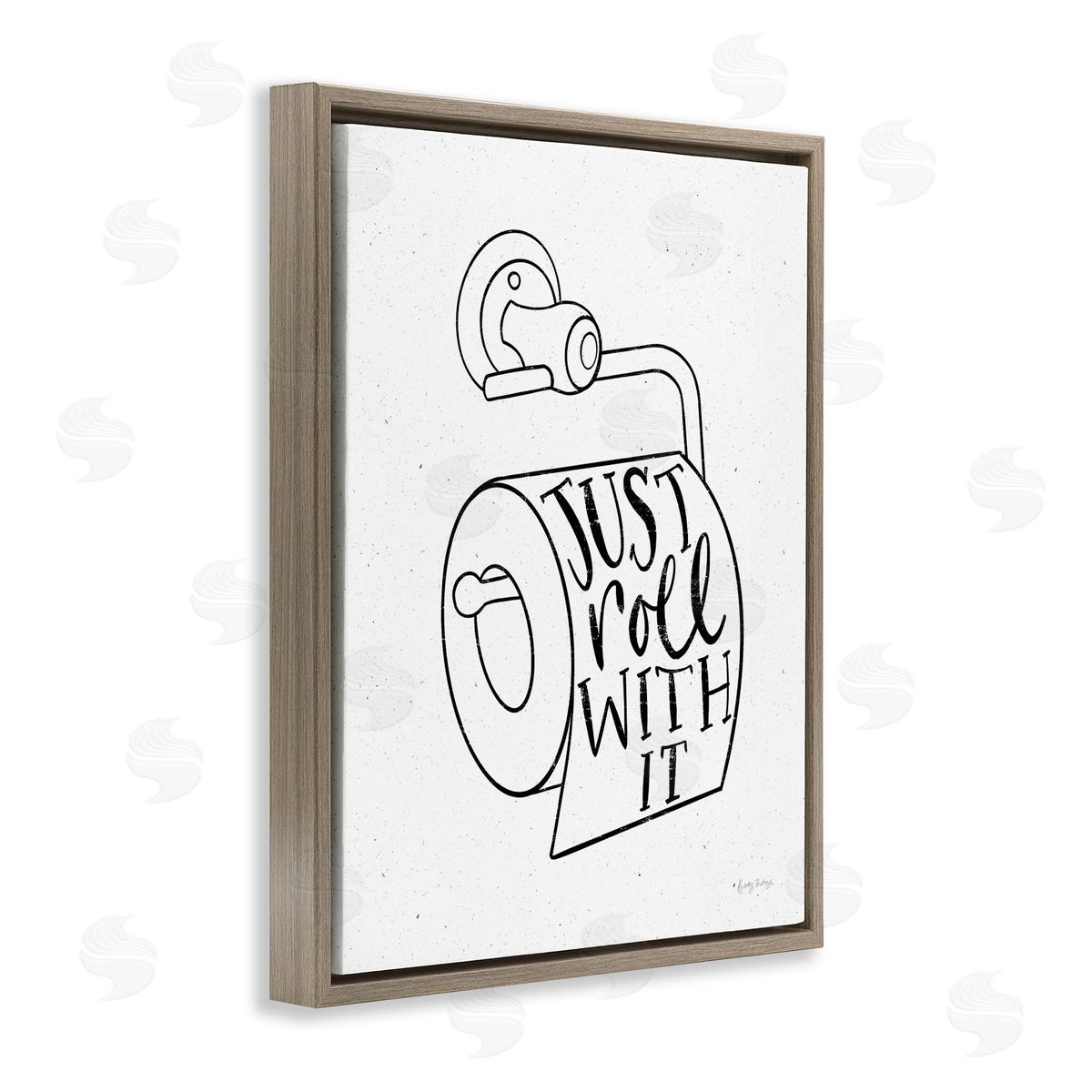 Just Roll With It Toilet Paper Brown Floating Frame Canvas Wall Art, Home Decor by Becky Thorns