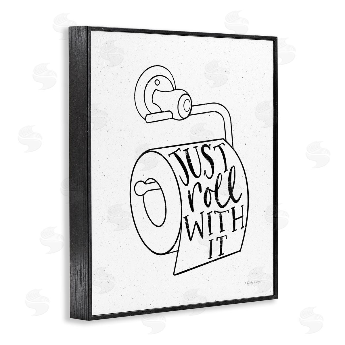 Just Roll With It Toilet Paper Black Frame Print Wall Art, Home Decor by Becky Thorns
