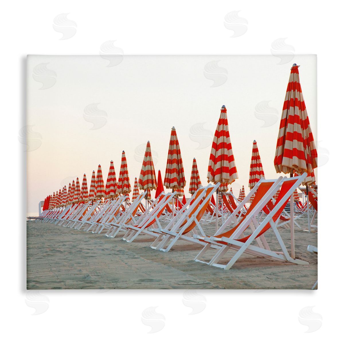 Beach Chairs and Umbrellas Canvas Wall Art, Home Decor by Aledanda