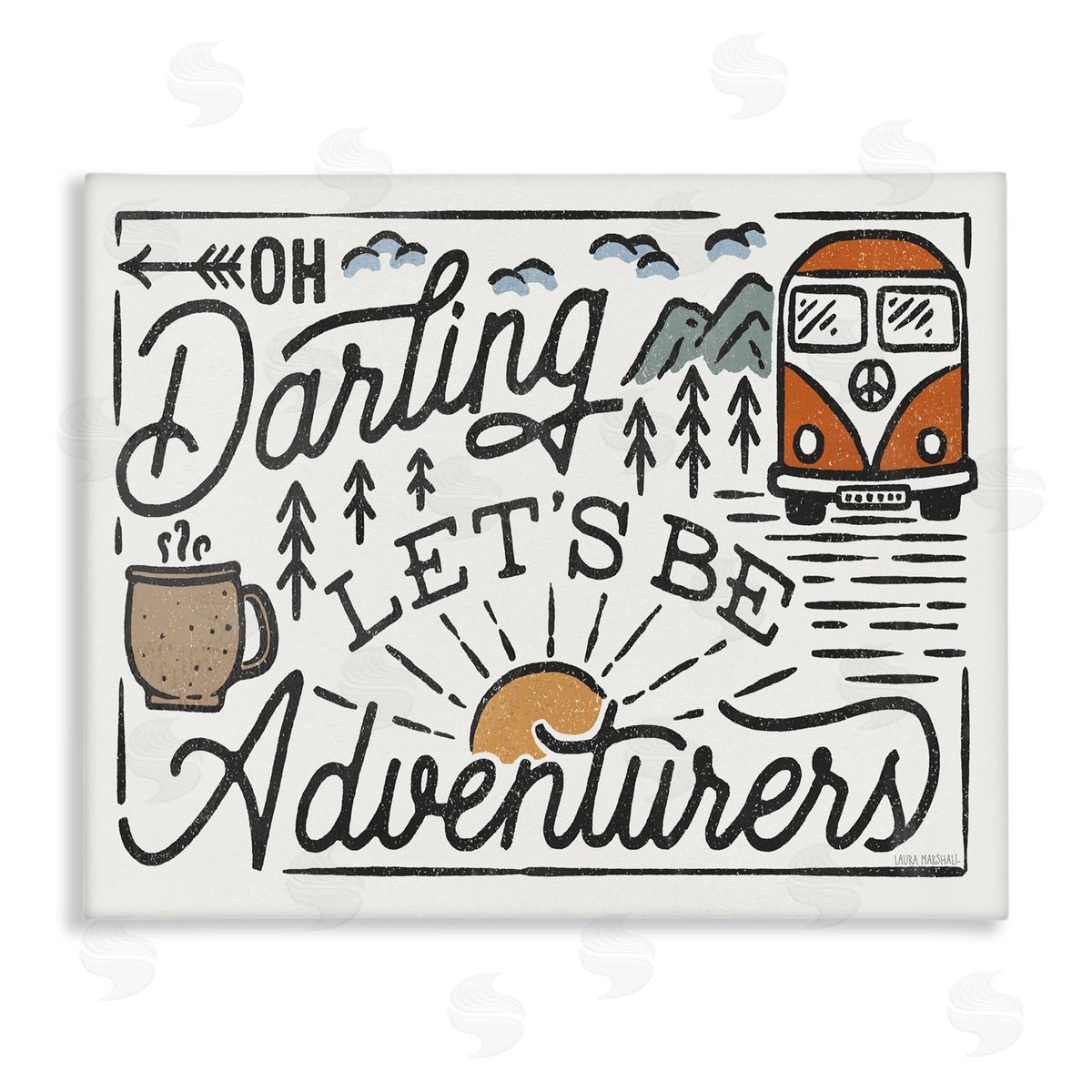 Darling Lets Be Adventurers Quote Canvas Wall Art, Home Decor by Laura Marshall