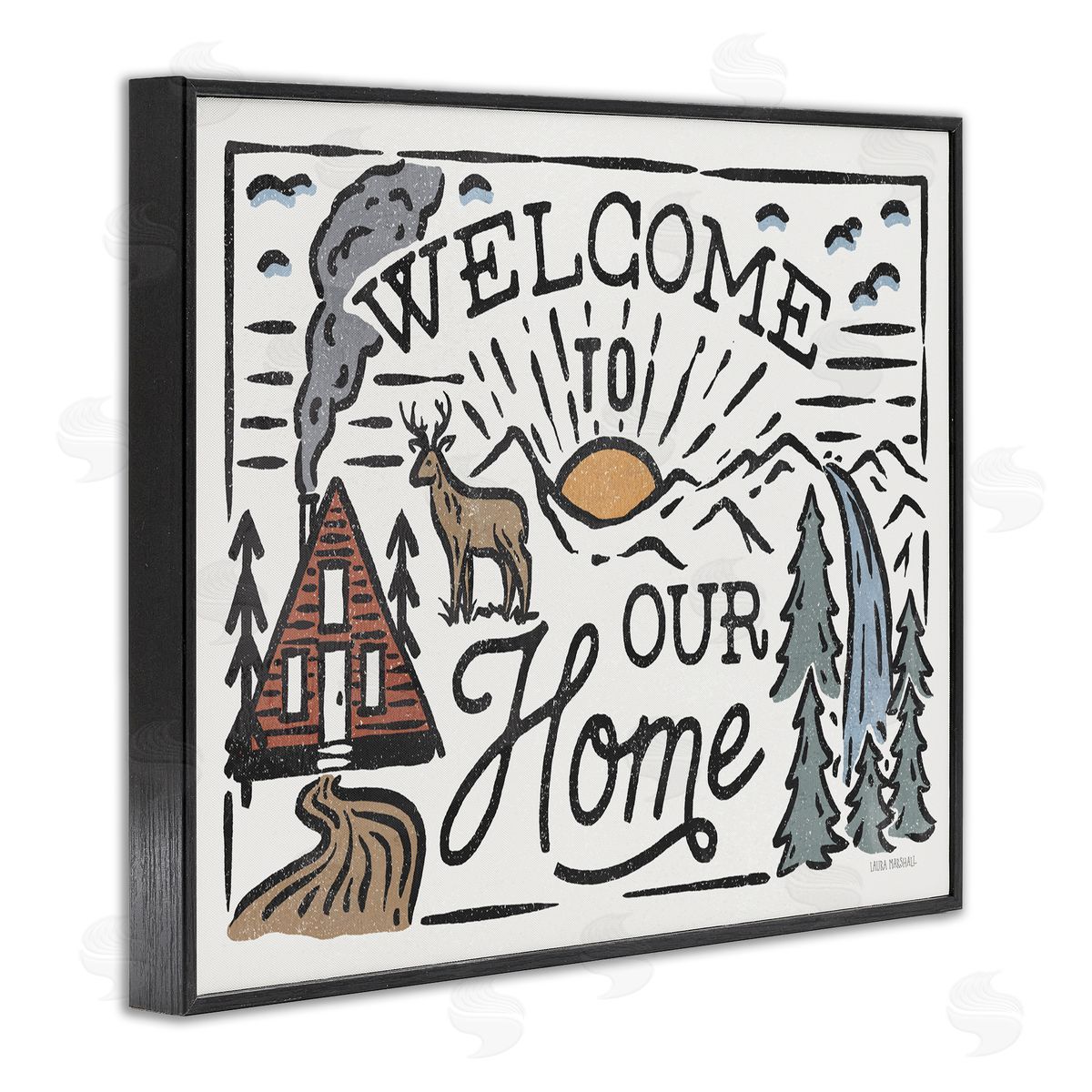 Welcome to Our Home Black Frame Print Wall Art, Home Decor by Laura Marshall