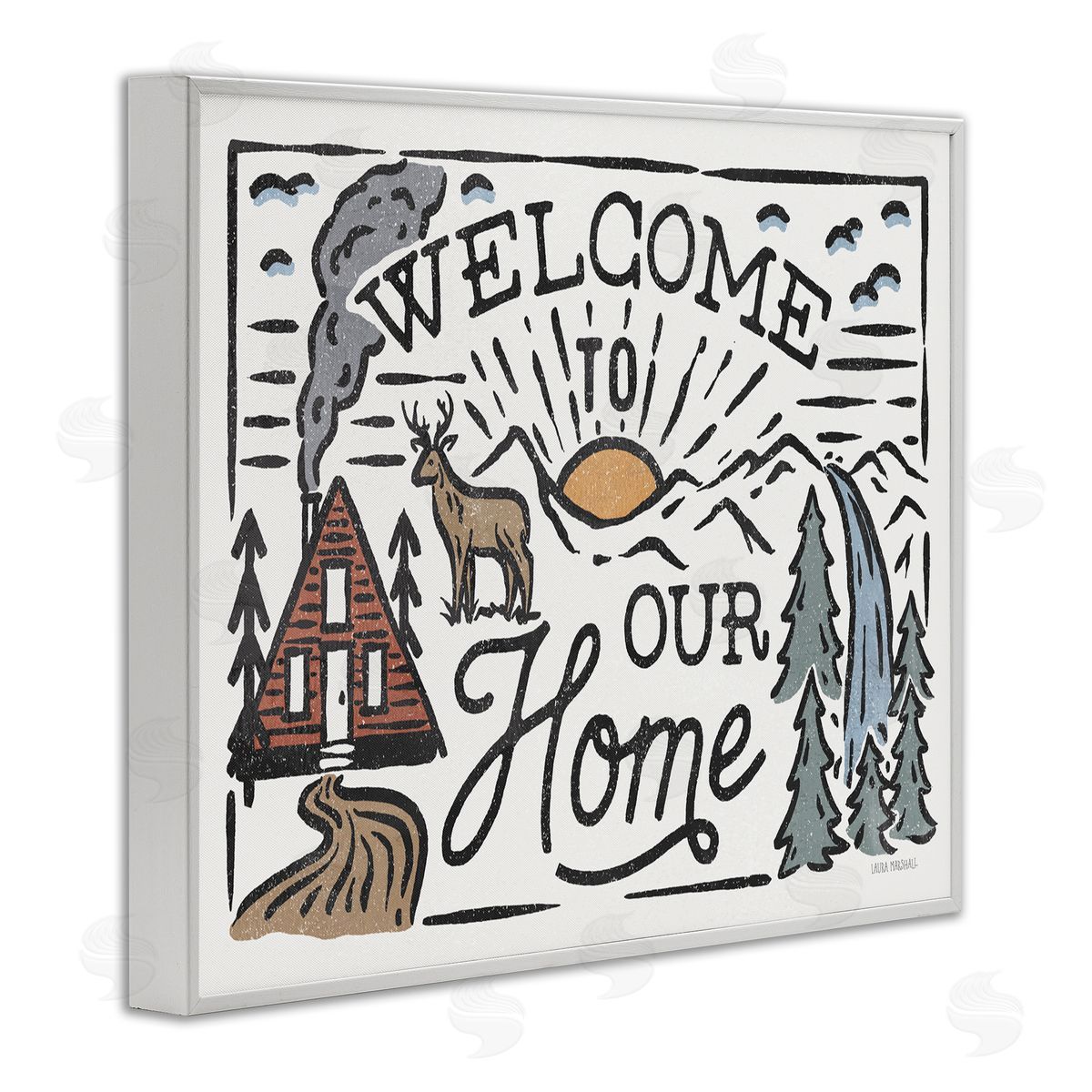 Welcome to Our Home White Frame Print Wall Art, Home Decor by Laura Marshall