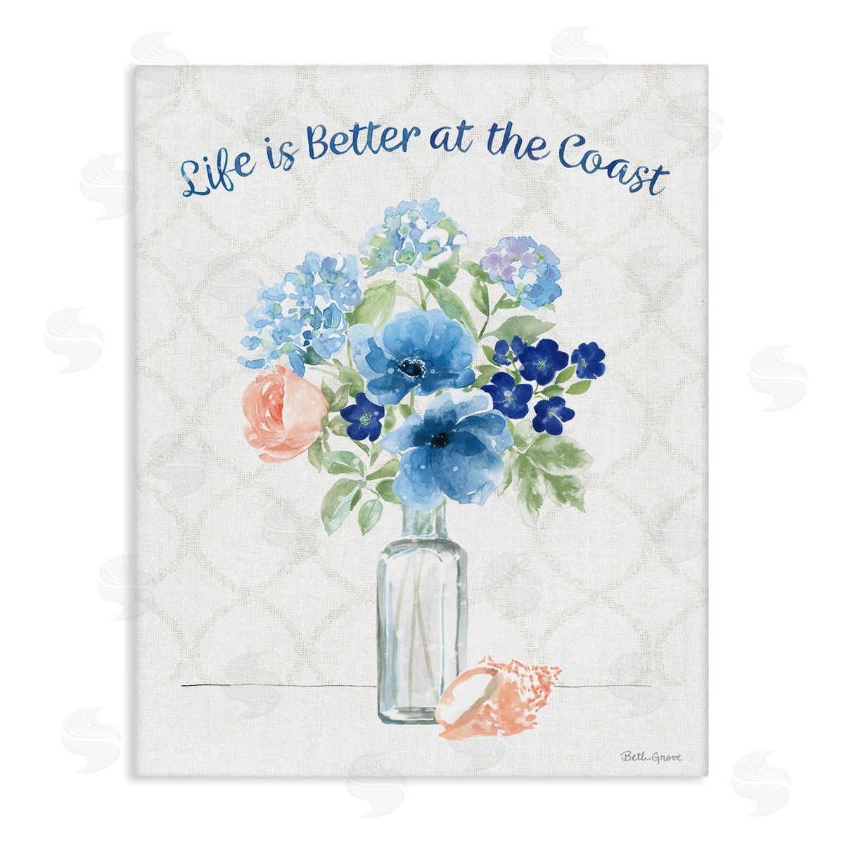 Better at the Coast Florals Canvas Wall Art, Home Decor by Beth Grove