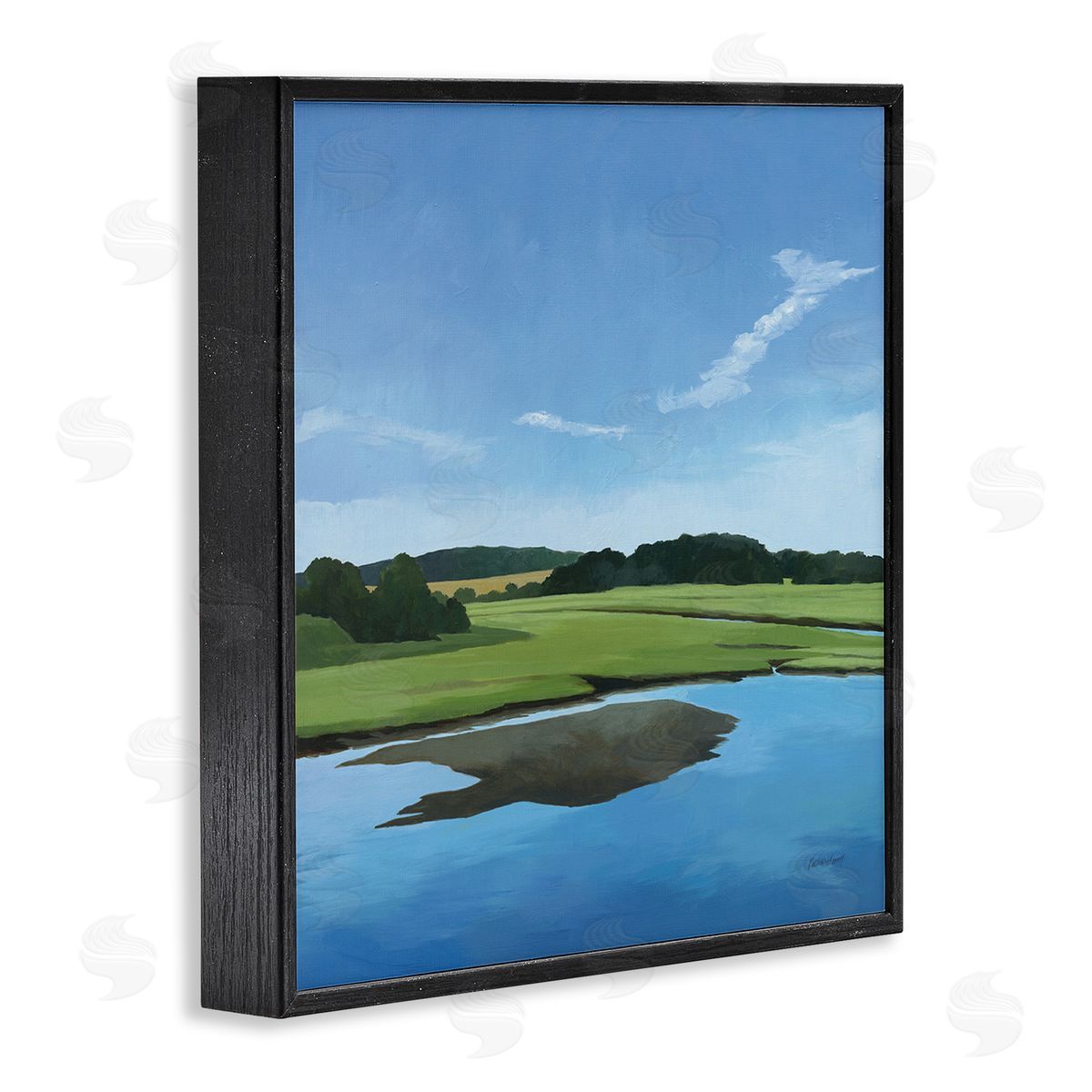 Serene Pond Lake Landscape Black Frame Print Wall Art, Home Decor by Kathrine Lovell