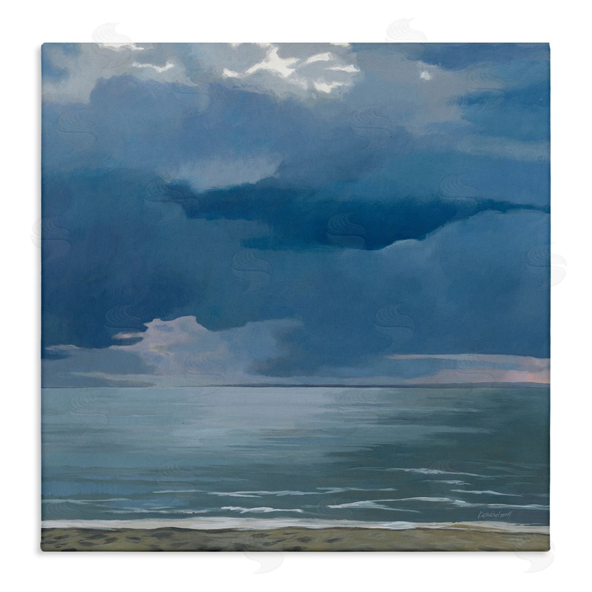Gloomy Cloud Beachscape Painting Canvas Wall Art, Home Decor by Kathrine Lovell