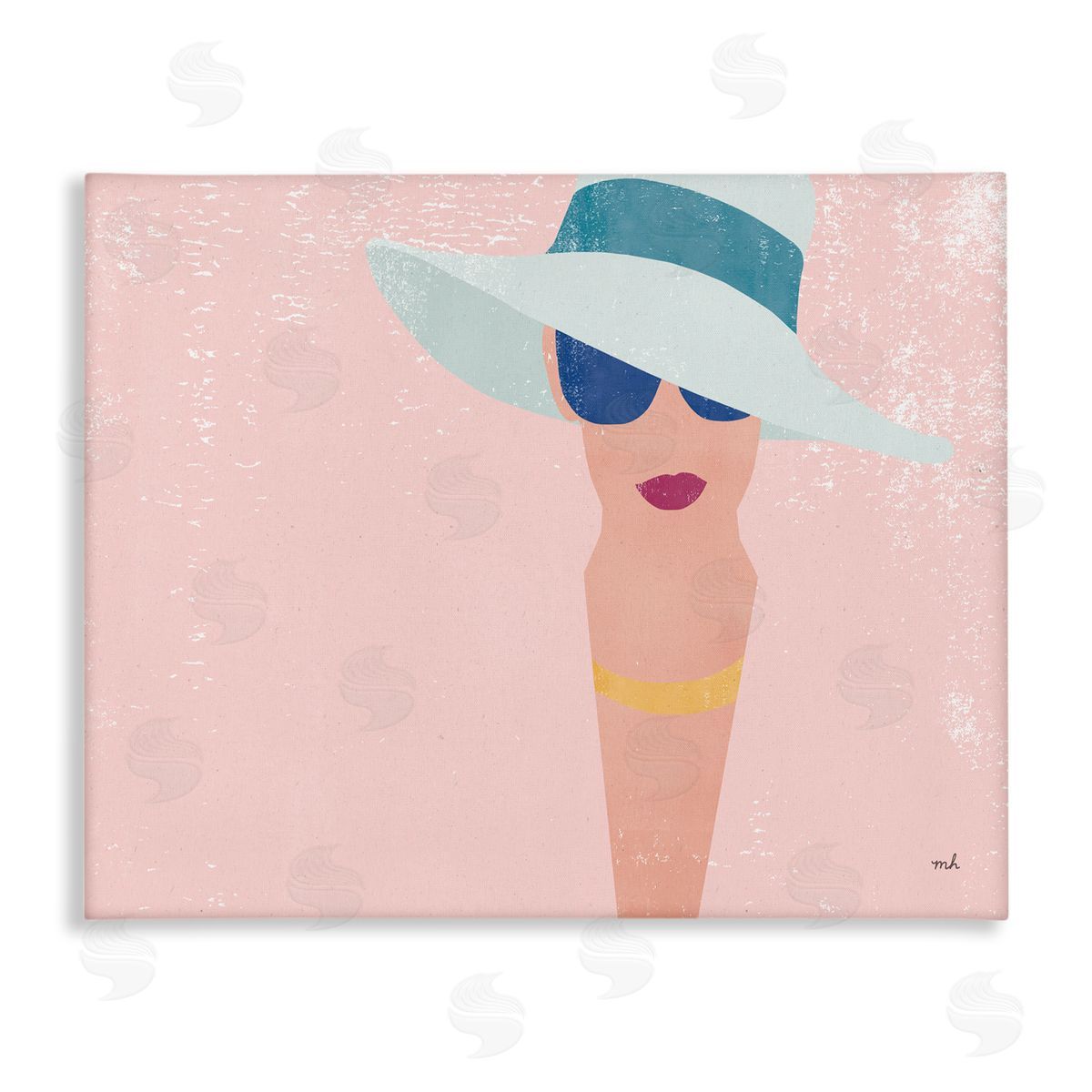 Pink Pastel Female Portrait Canvas Wall Art, Home Decor by Moira Hershey