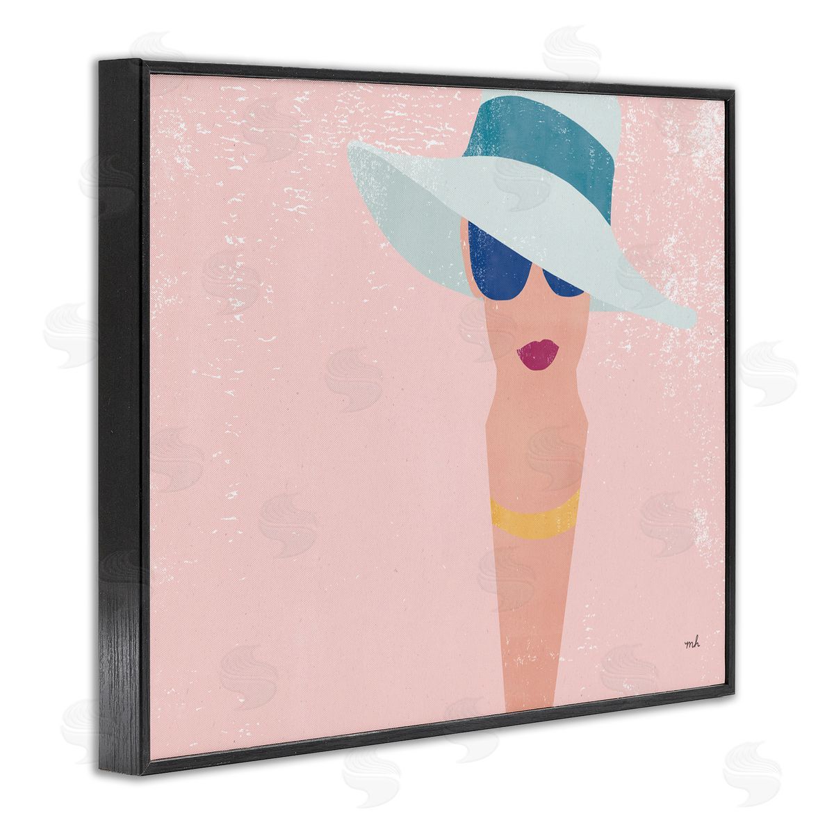 Pink Pastel Female Portrait Black Frame Print Wall Art, Home Decor by Moira Hershey