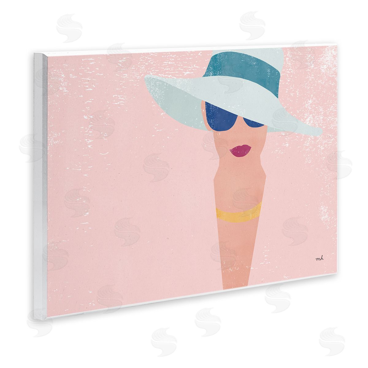 Pink Pastel Female Portrait Wood Plaque Wall Art, Home Decor by Moira Hershey