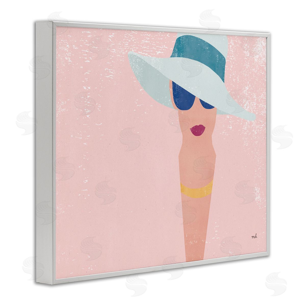 Pink Pastel Female Portrait White Frame Print Wall Art, Home Decor by Moira Hershey