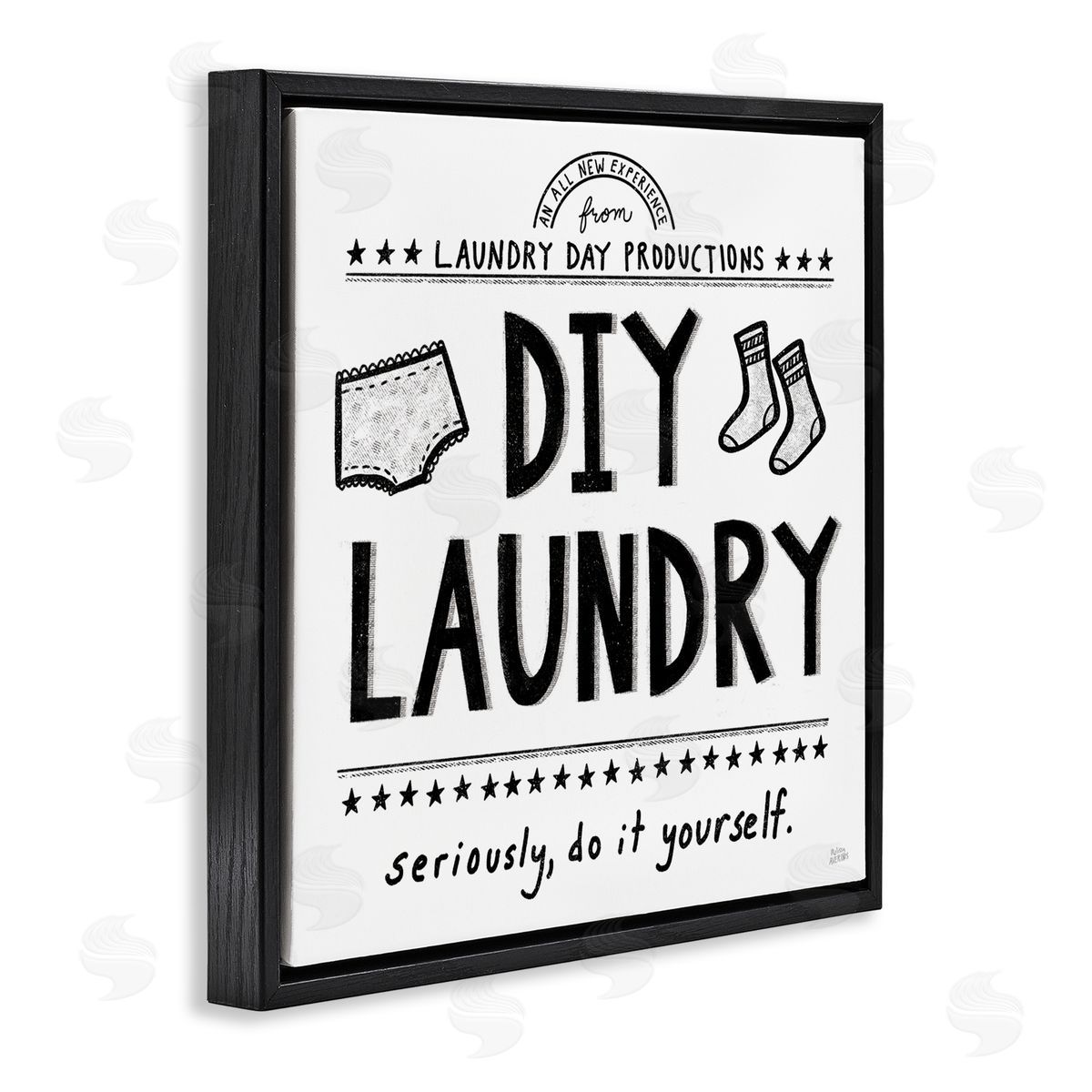 Sassy DIY Laundry Sign Black Floating Frame Canvas Wall Art, Home Decor by Melissa Averinos