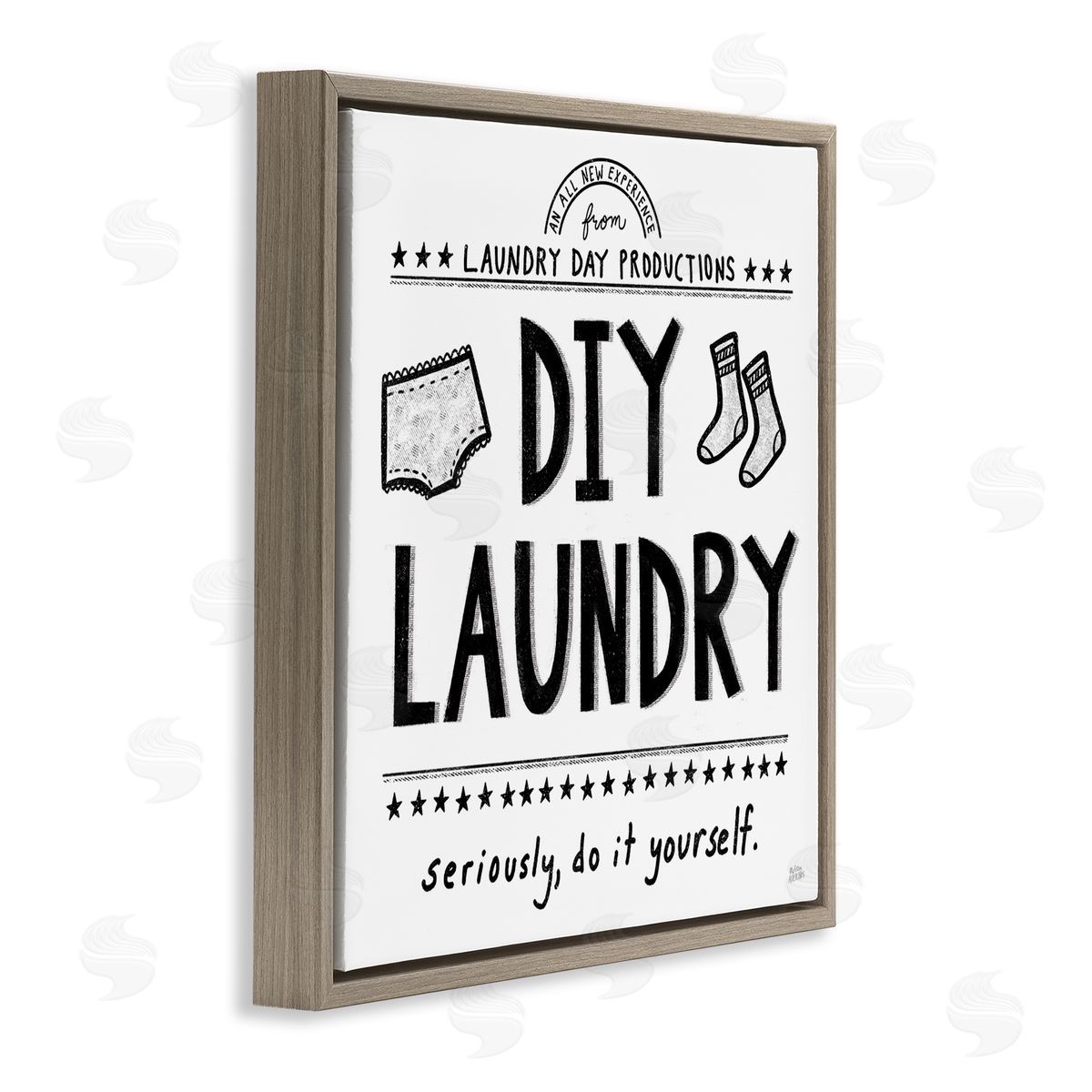 Sassy DIY Laundry Sign Brown Floating Frame Canvas Wall Art, Home Decor by Melissa Averinos