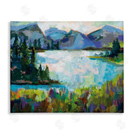 Jeanette Vertentes | Mountains and Lake Pine Painting