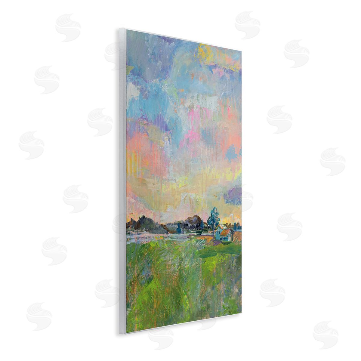 Meadow Sky with Field House Wood Plaque Wall Art, Home Decor by Jeanette Vertentes