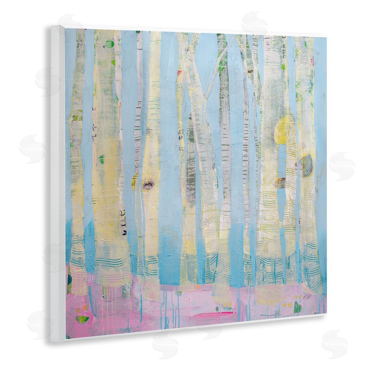 Abstract Soft Birch Tree Painting Wood Plaque Wall Art, Home Decor by Kellie Day