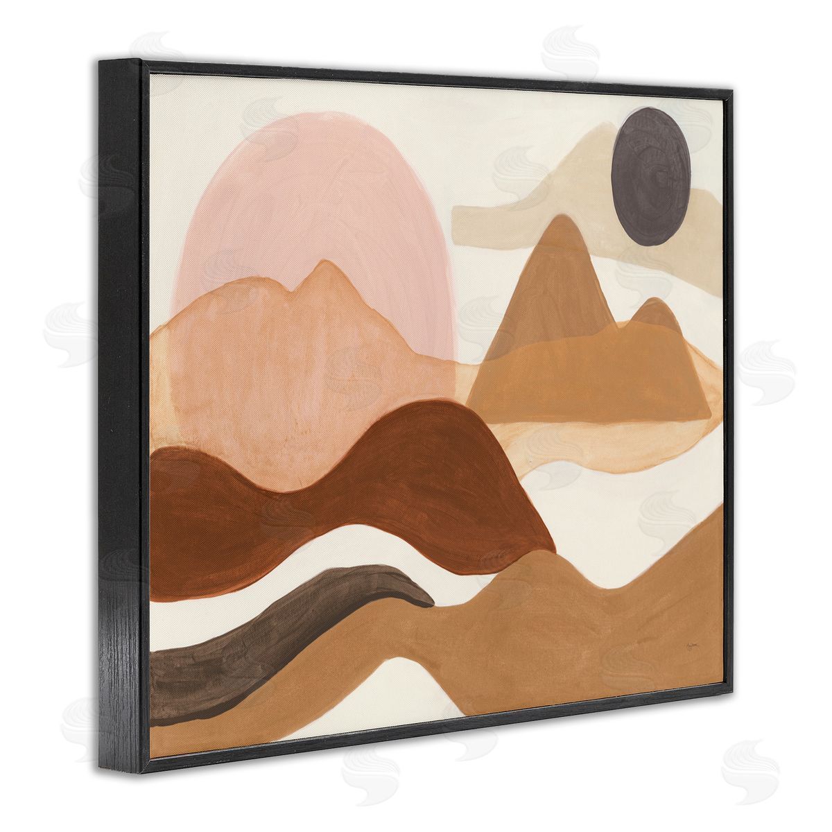 Abstract Mountain Range Terrain Black Frame Print Wall Art, Home Decor by Mary Urban