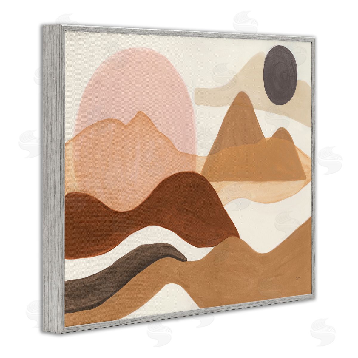 Abstract Mountain Range Terrain Grey Frame Print Wall Art, Home Decor by Mary Urban