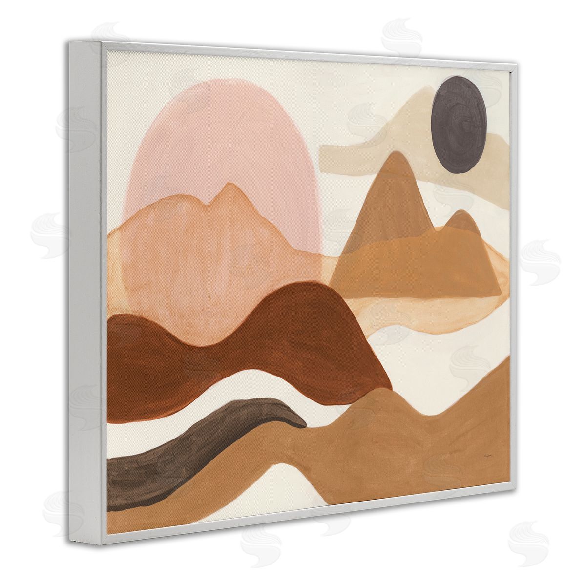 Abstract Mountain Range Terrain White Frame Print Wall Art, Home Decor by Mary Urban