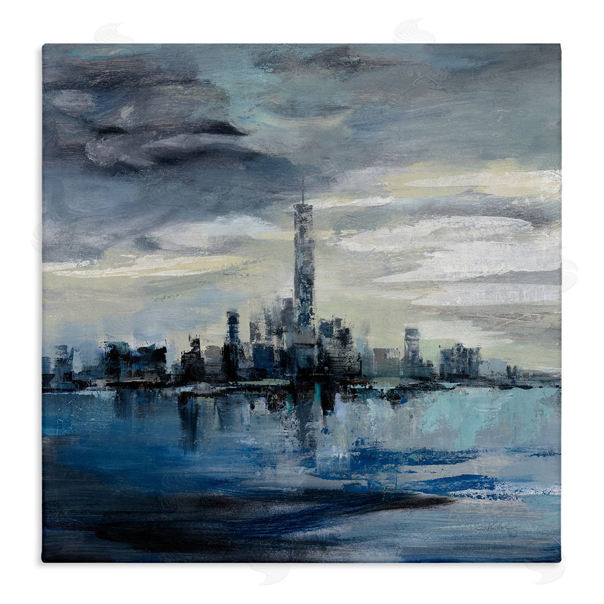 Storm Cloud City Building Skyline Canvas Wall Art, Home Decor by Silvia Vassileva