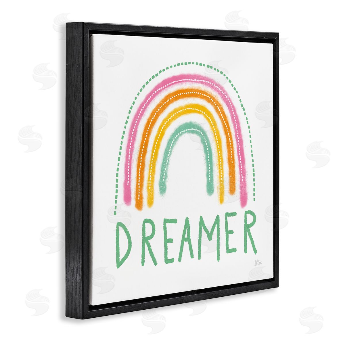 Rainbow Dreamer Inspirational Phrase Black Floating Frame Canvas Wall Art, Home Decor by Melissa Averinos