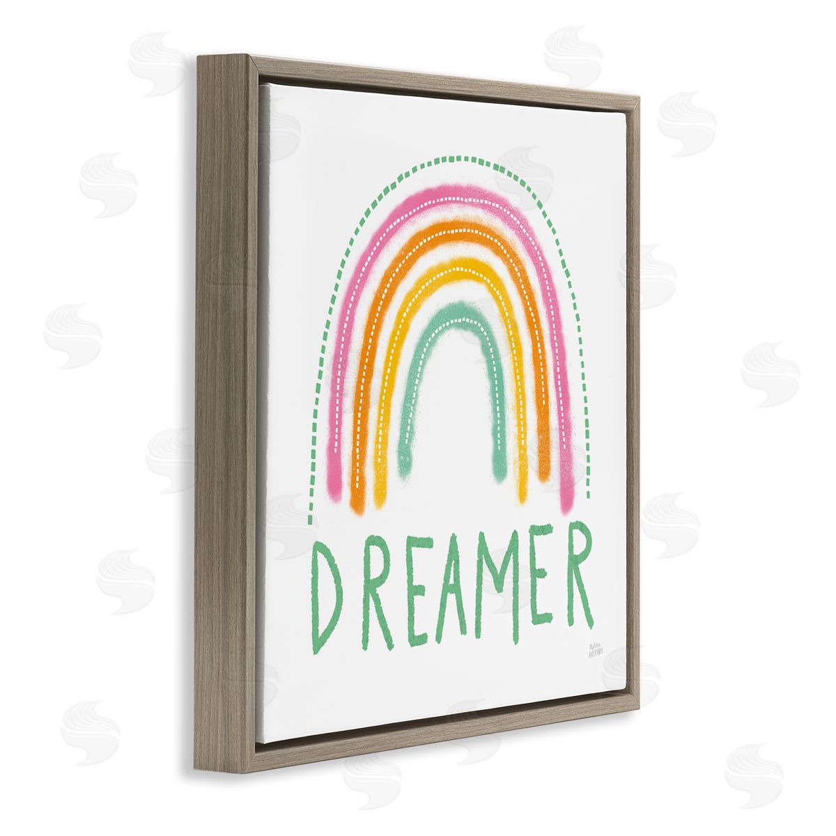 Rainbow Dreamer Inspirational Phrase Brown Floating Frame Canvas Wall Art, Home Decor by Melissa Averinos