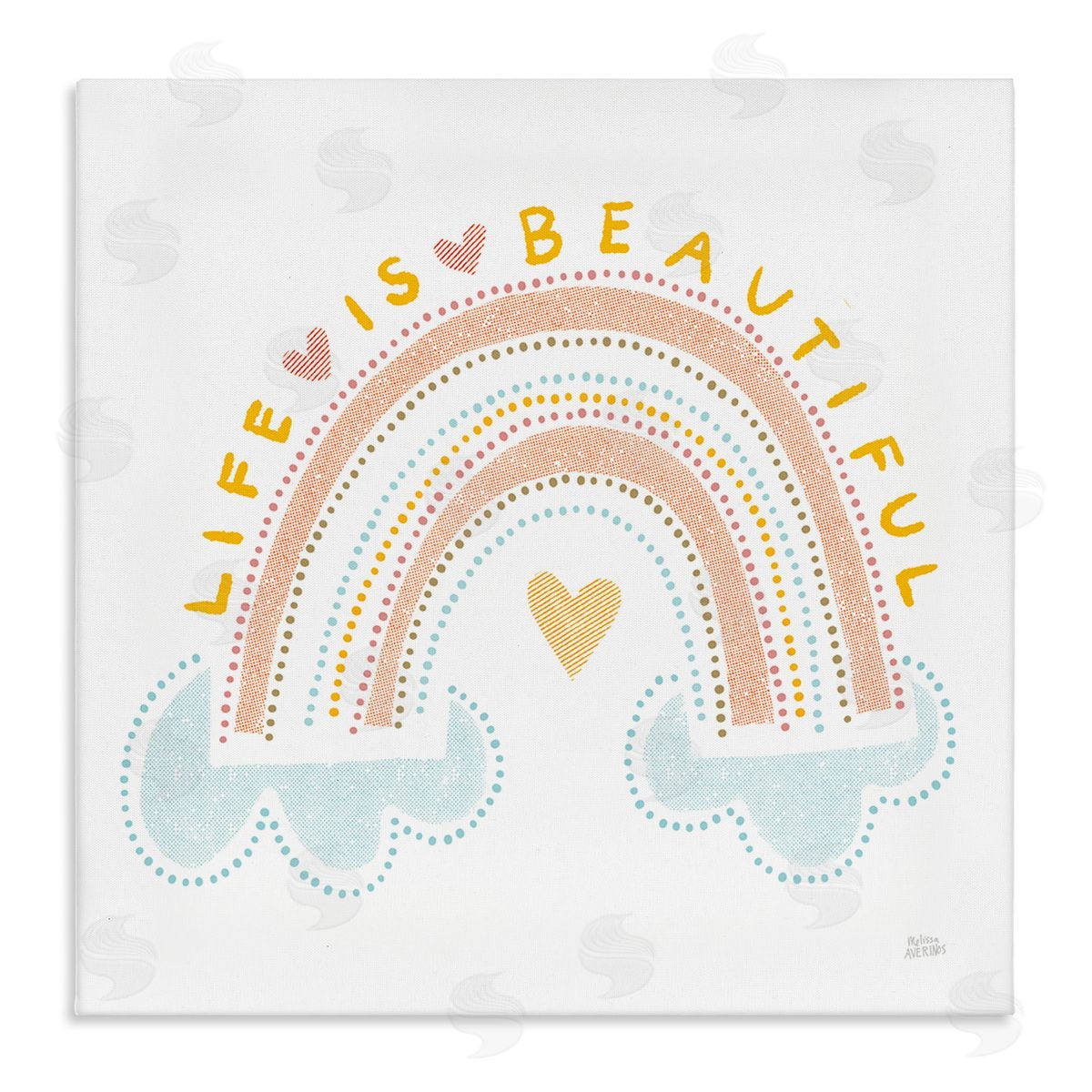 Life Is Beautiful Patterned Rainbow Canvas Wall Art, Home Decor by Melissa Averinos