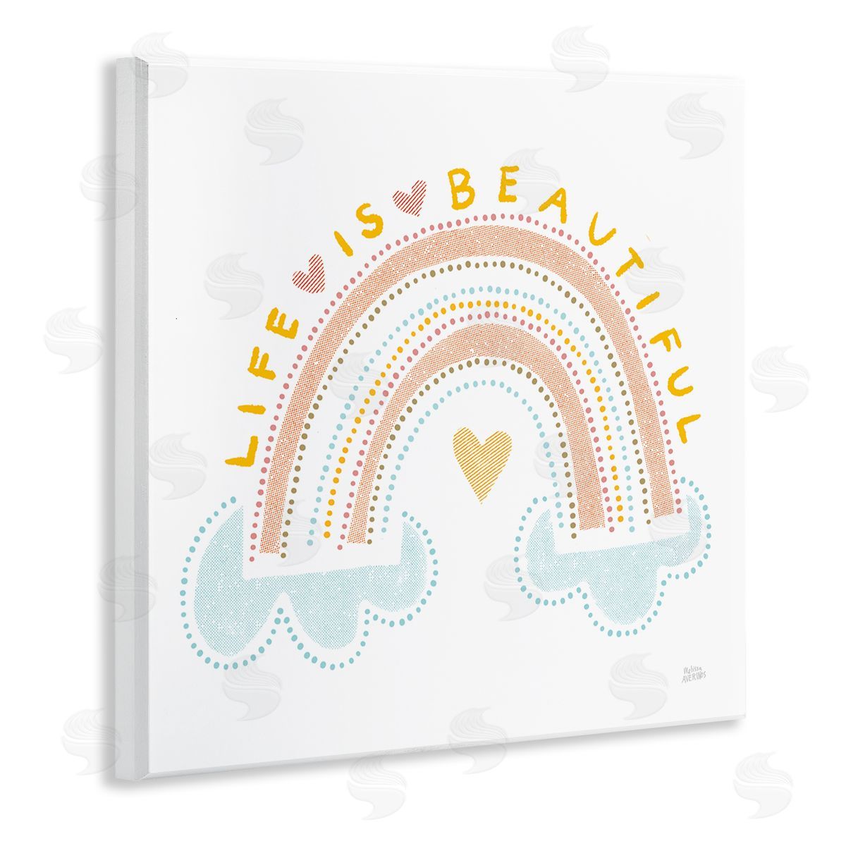 Life Is Beautiful Patterned Rainbow Wood Plaque Wall Art, Home Decor by Melissa Averinos