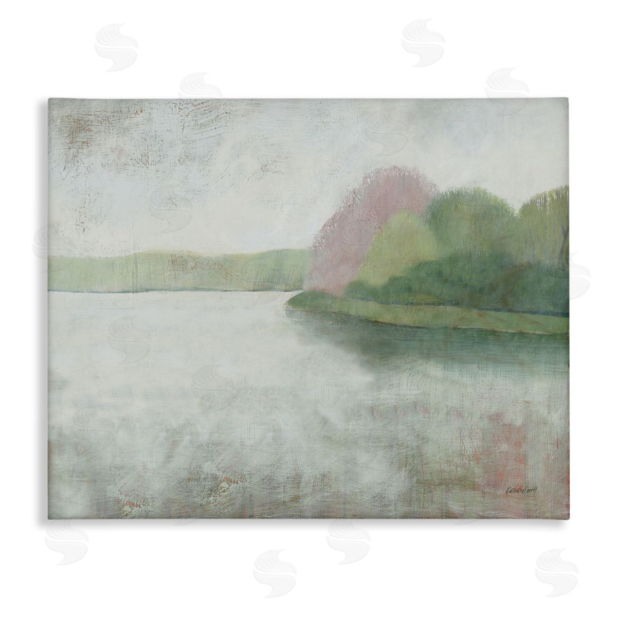 Tranquil Lake and Island Landscape Canvas Wall Art, Home Decor by Kathrine Lovell