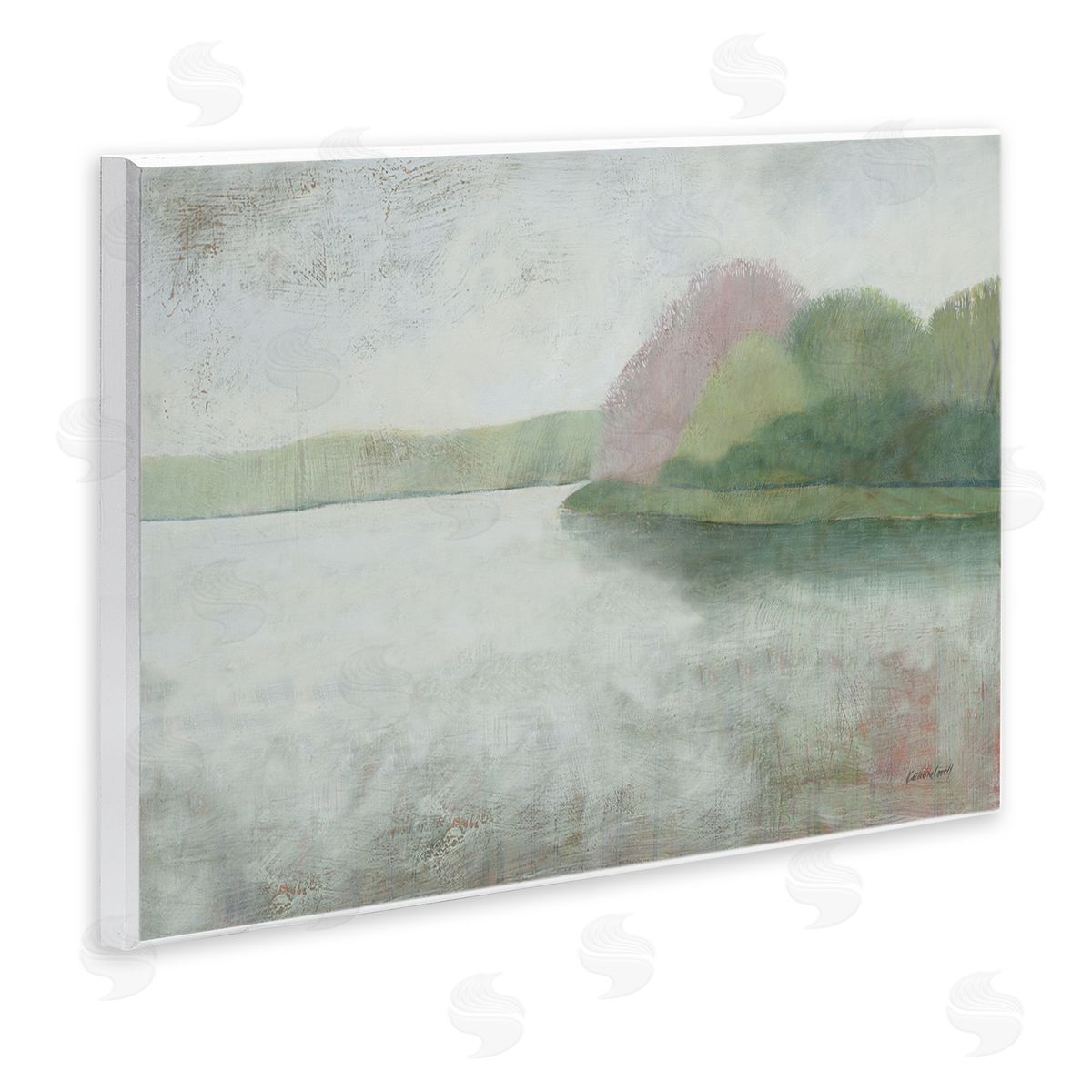 Tranquil Lake and Island Landscape Wood Plaque Wall Art, Home Decor by Kathrine Lovell