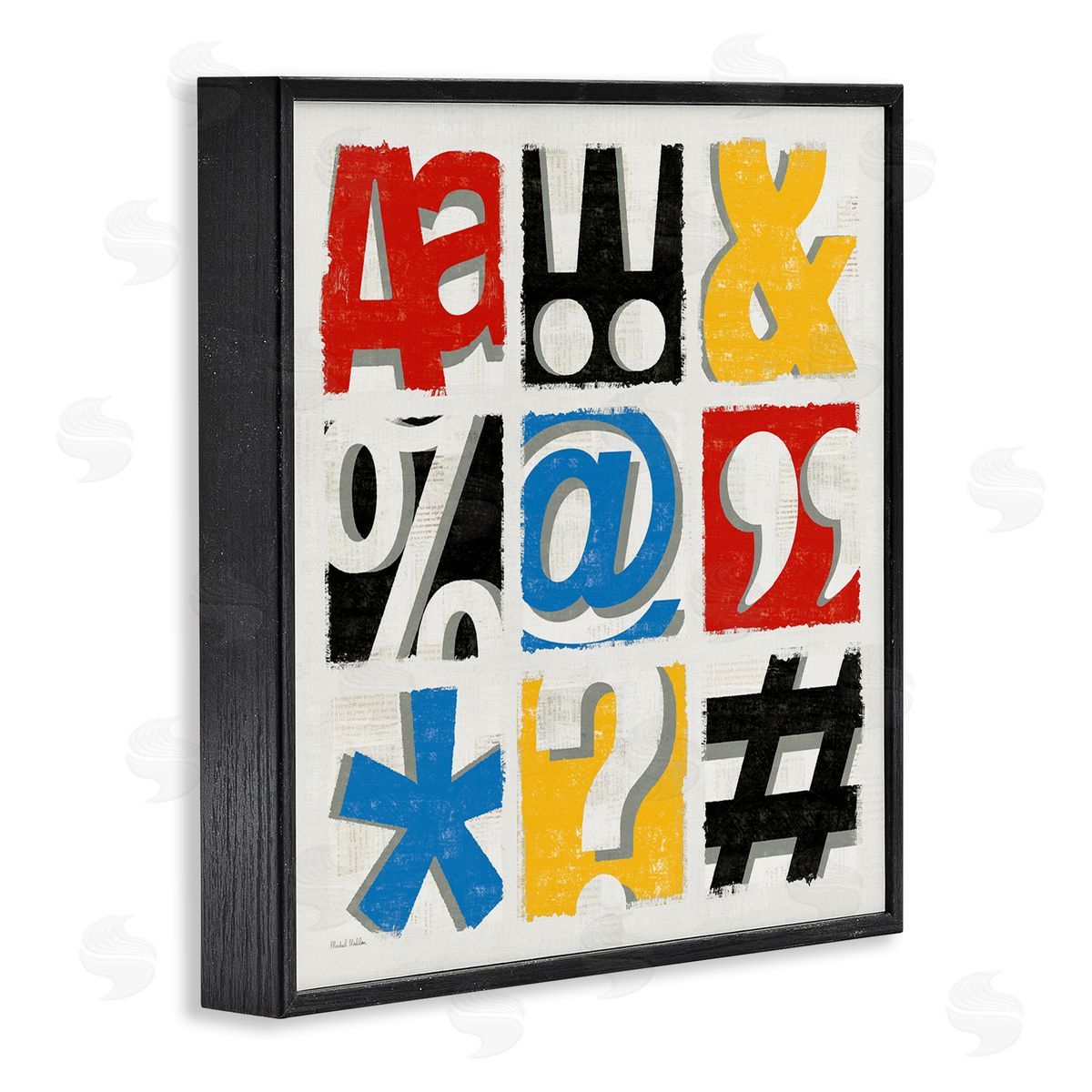 Collage of Computer Symbols Black Frame Print Wall Art, Home Decor by Michael Mullan