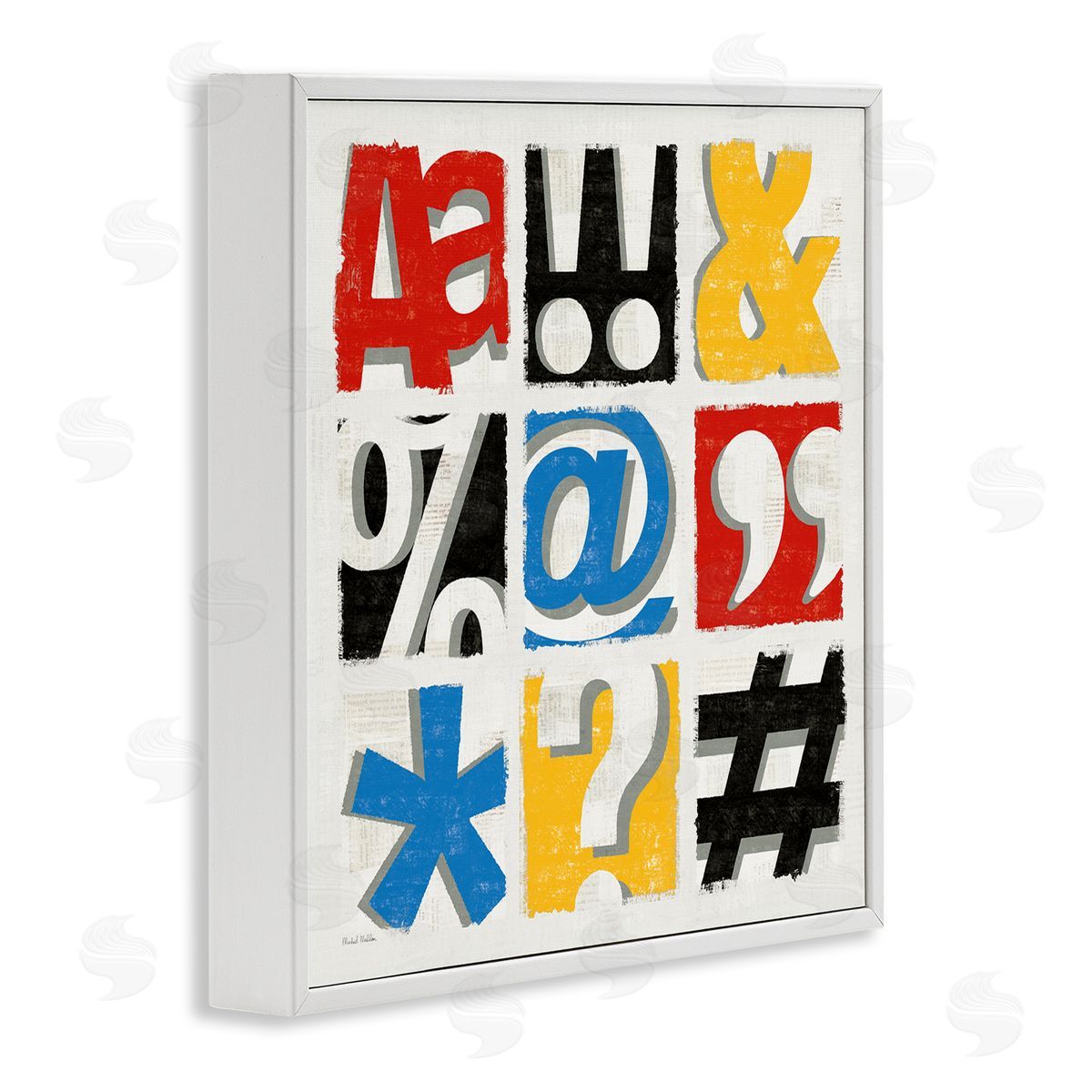Collage of Computer Symbols White Frame Print Wall Art, Home Decor by Michael Mullan