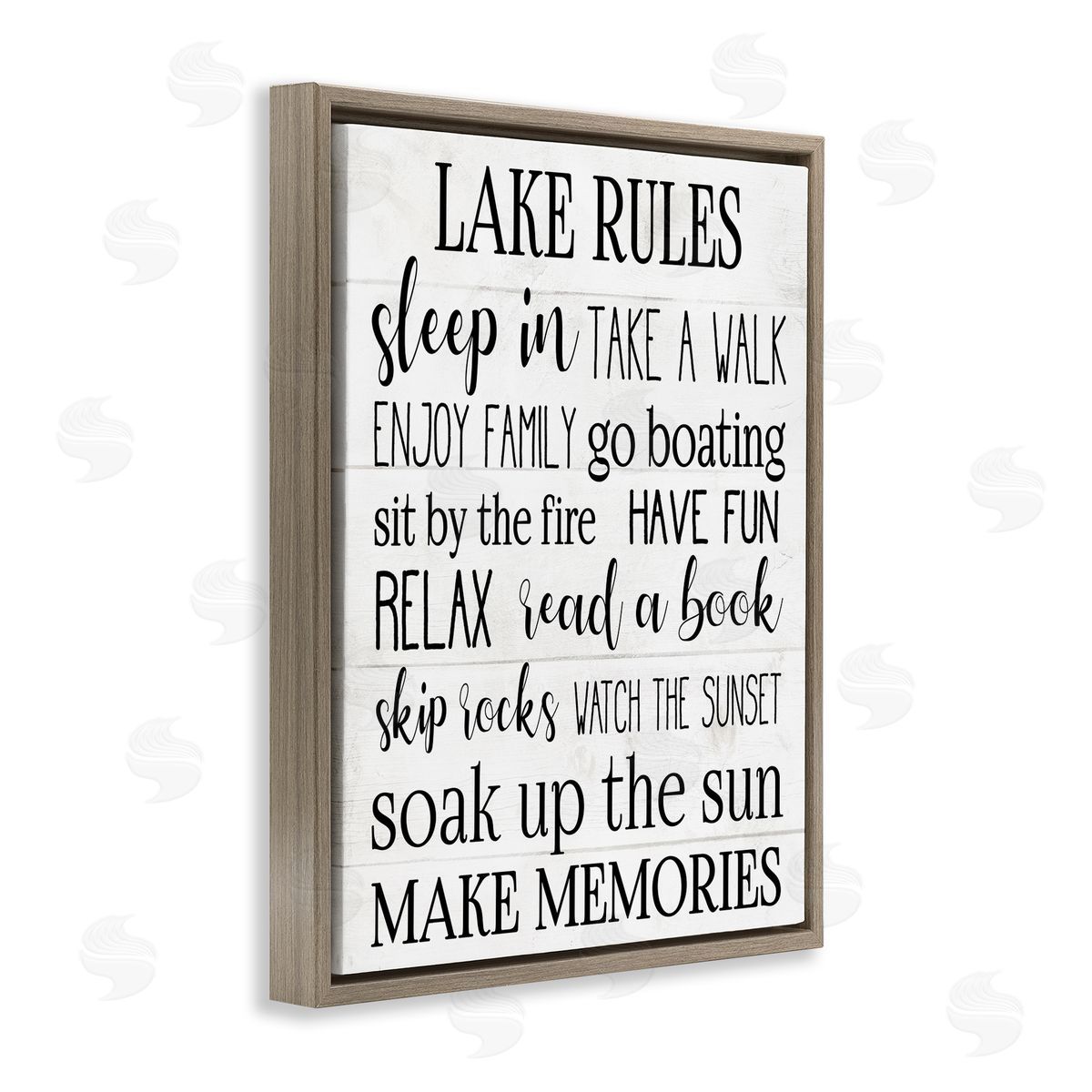 Motivational Lake Rules Sign Brown Floating Frame Canvas Wall Art, Home Decor by Stupell Studio