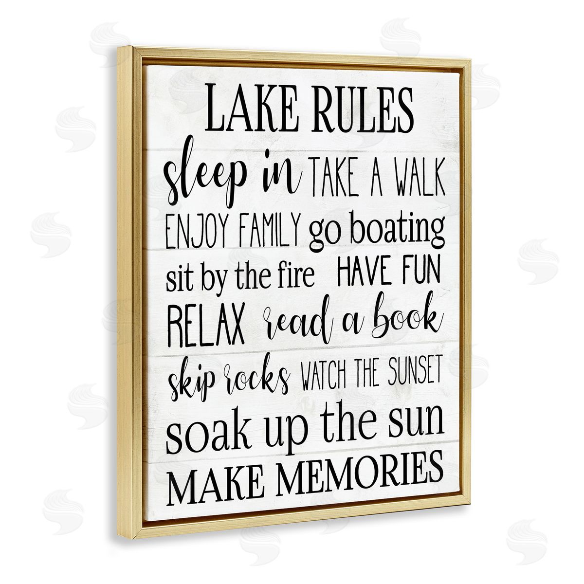 Motivational Lake Rules Sign Gold Floating Frame Canvas Wall Art, Home Decor by Stupell Studio