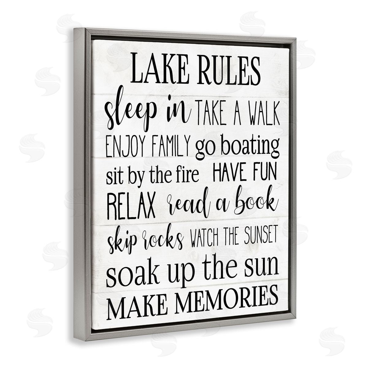 Motivational Lake Rules Sign Grey Floating Frame Canvas Wall Art, Home Decor by Stupell Studio