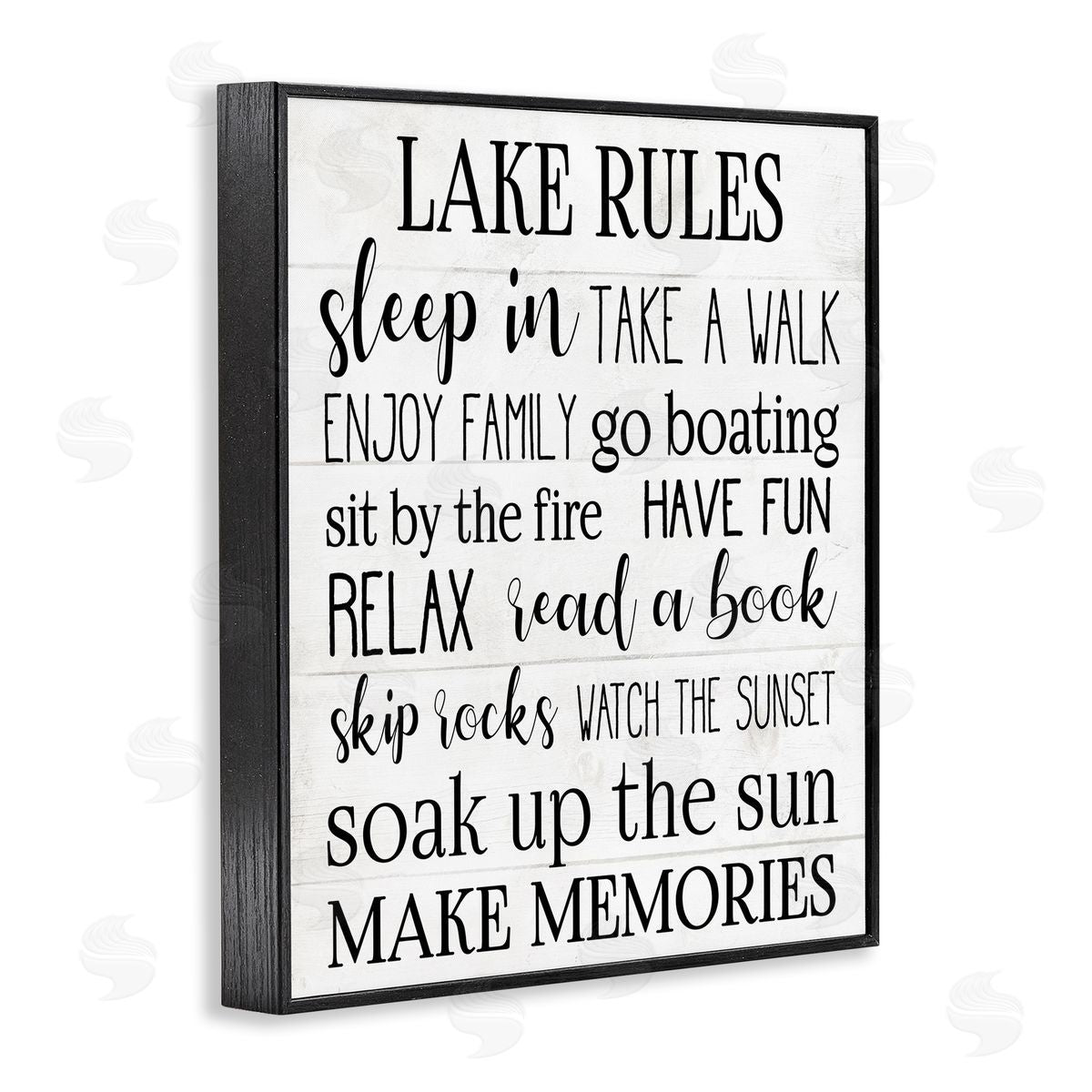 Motivational Lake Rules Sign Black Frame Print Wall Art, Home Decor by Stupell Studio