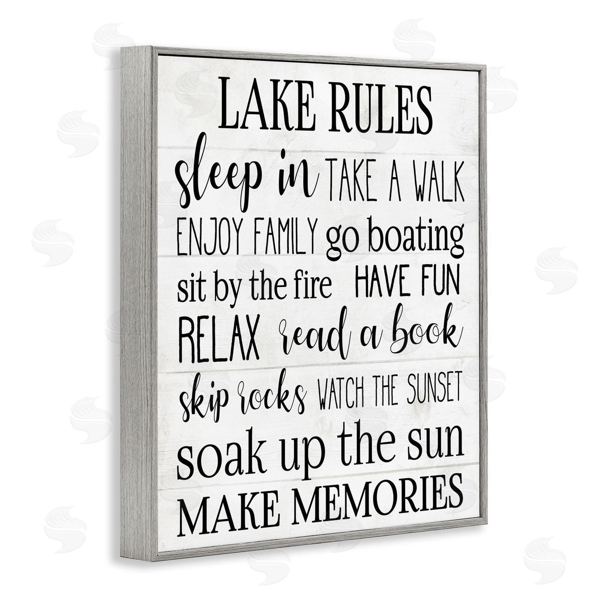 Motivational Lake Rules Sign Grey Frame Print Wall Art, Home Decor by Stupell Studio