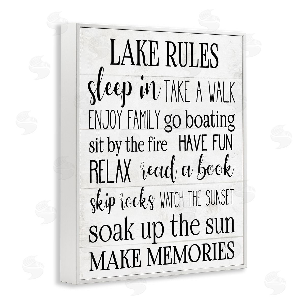 Motivational Lake Rules Sign White Frame Print Wall Art, Home Decor by Stupell Studio