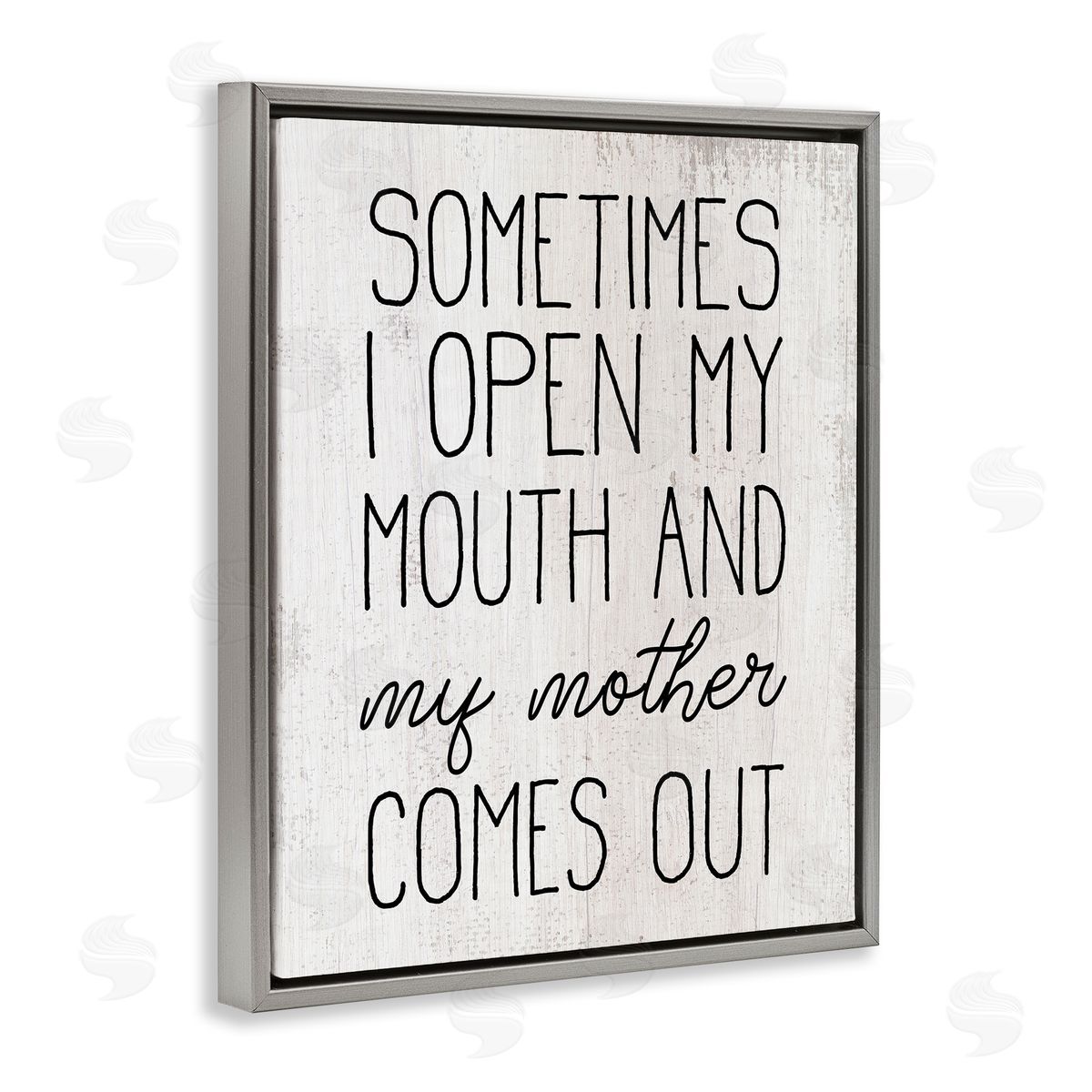 Funny Talking Like My Mother Grey Floating Frame Canvas Wall Art, Home Decor by Stupell Studio