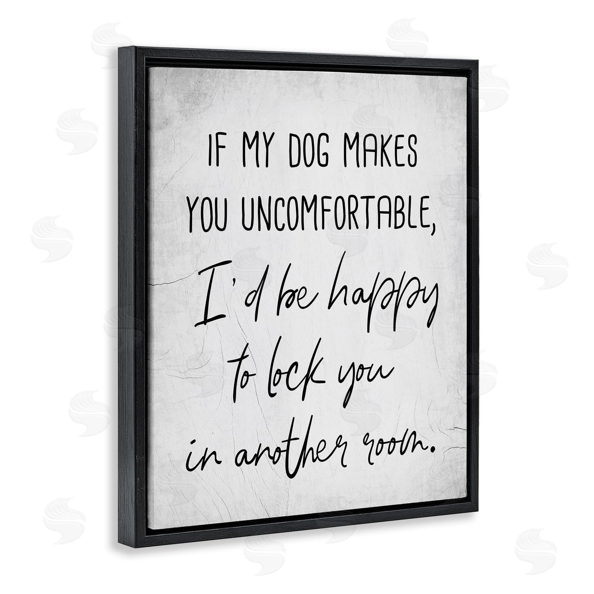 Funny Dog Makes You Uncomfortable Black Floating Frame Canvas Wall Art, Home Decor by Stupell Studio