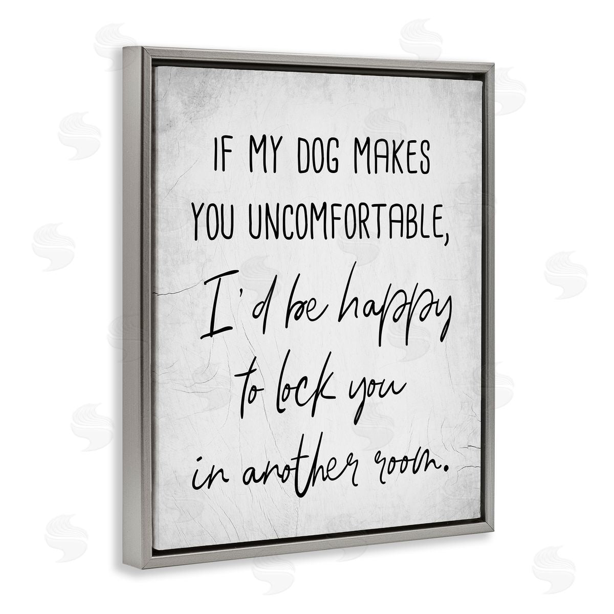 Funny Dog Makes You Uncomfortable Grey Floating Frame Canvas Wall Art, Home Decor by Stupell Studio