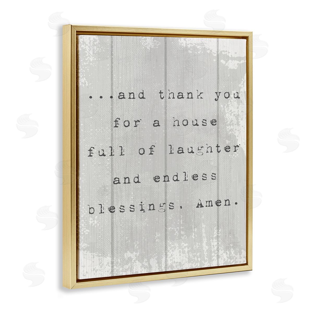 House Full of Laughter Prayer Gold Floating Frame Canvas Wall Art, Home Decor by Stupell Studio