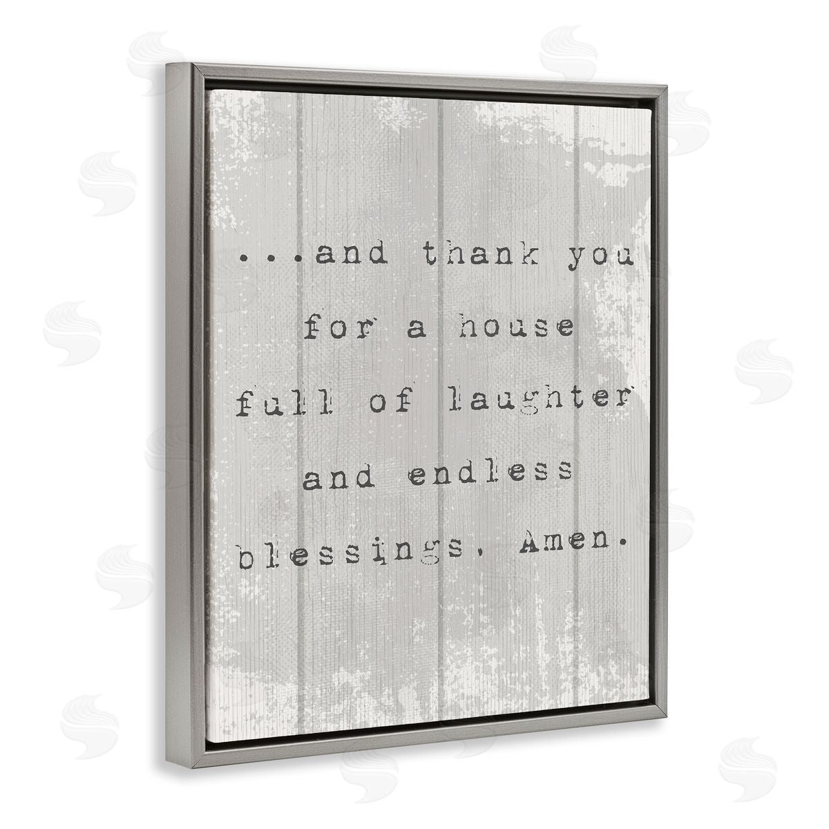 House Full of Laughter Prayer Grey Floating Frame Canvas Wall Art, Home Decor by Stupell Studio