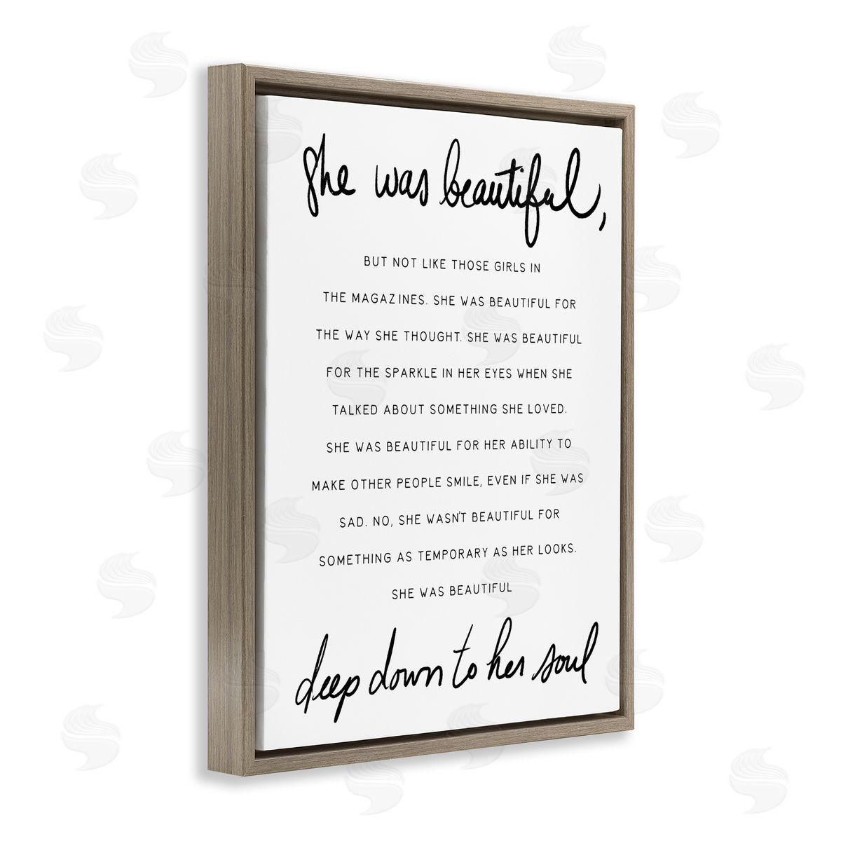 She Was Beautiful Quote Brown Floating Frame Canvas Wall Art, Home Decor by Stupell Studio