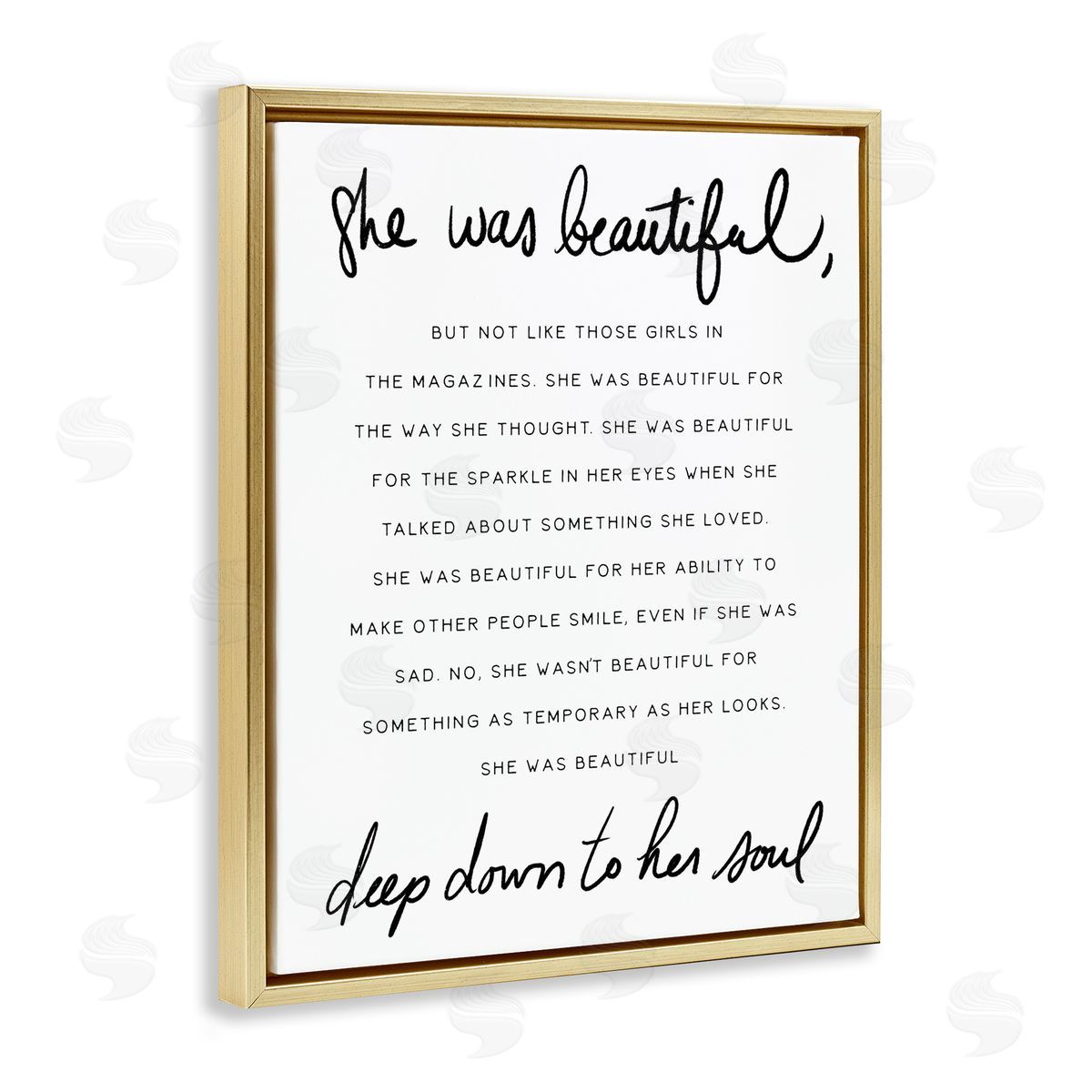 She Was Beautiful Quote Gold Floating Frame Canvas Wall Art, Home Decor by Stupell Studio