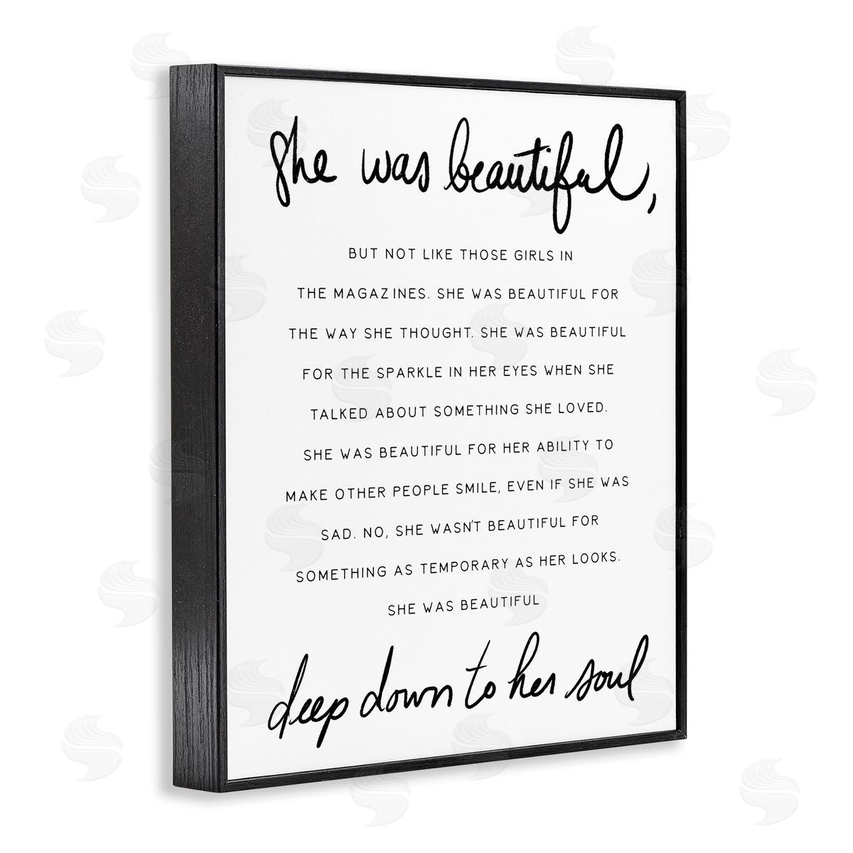 She Was Beautiful Quote Black Frame Print Wall Art, Home Decor by Stupell Studio