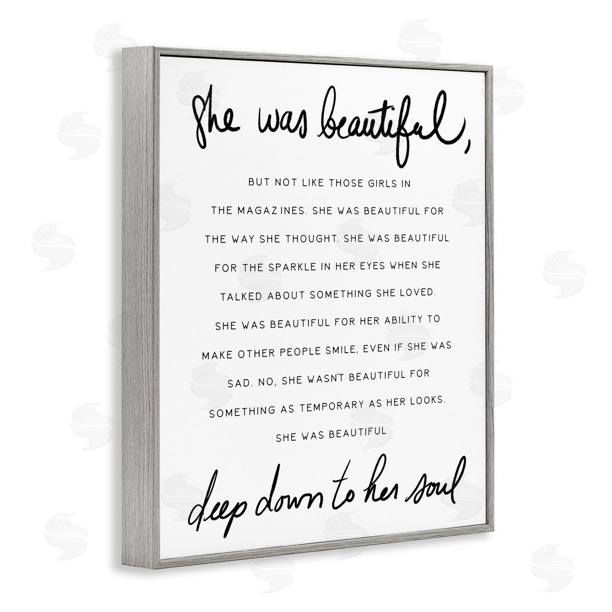 She Was Beautiful Quote Grey Frame Print Wall Art, Home Decor by Stupell Studio