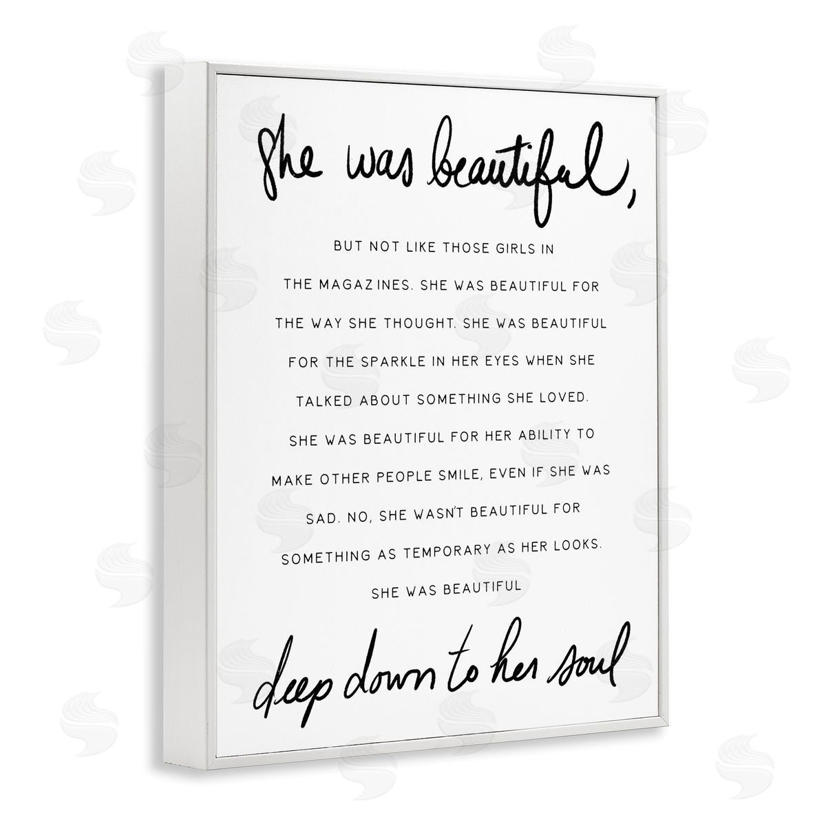 She Was Beautiful Quote White Frame Print Wall Art, Home Decor by Stupell Studio